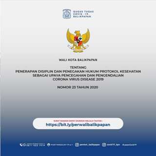 Peraturan Wali Kota (Perwali) Nomor 23 Tahun 2020 tentang Peningkatan Kedisiplinan Penerapan Protokol Kesehatan Dalam Rangka Pencegahan dan Pengendalian Virus Corona Disease 2019